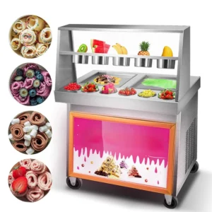 Commercial Fried Ice Cream Roll Machine Refrigerated Tanks Single/Double Pans