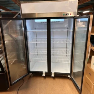 900L 2GlassDoor Stainless Steel Commercial Fridge Fan Cooling 1200x760x1910mm(H)