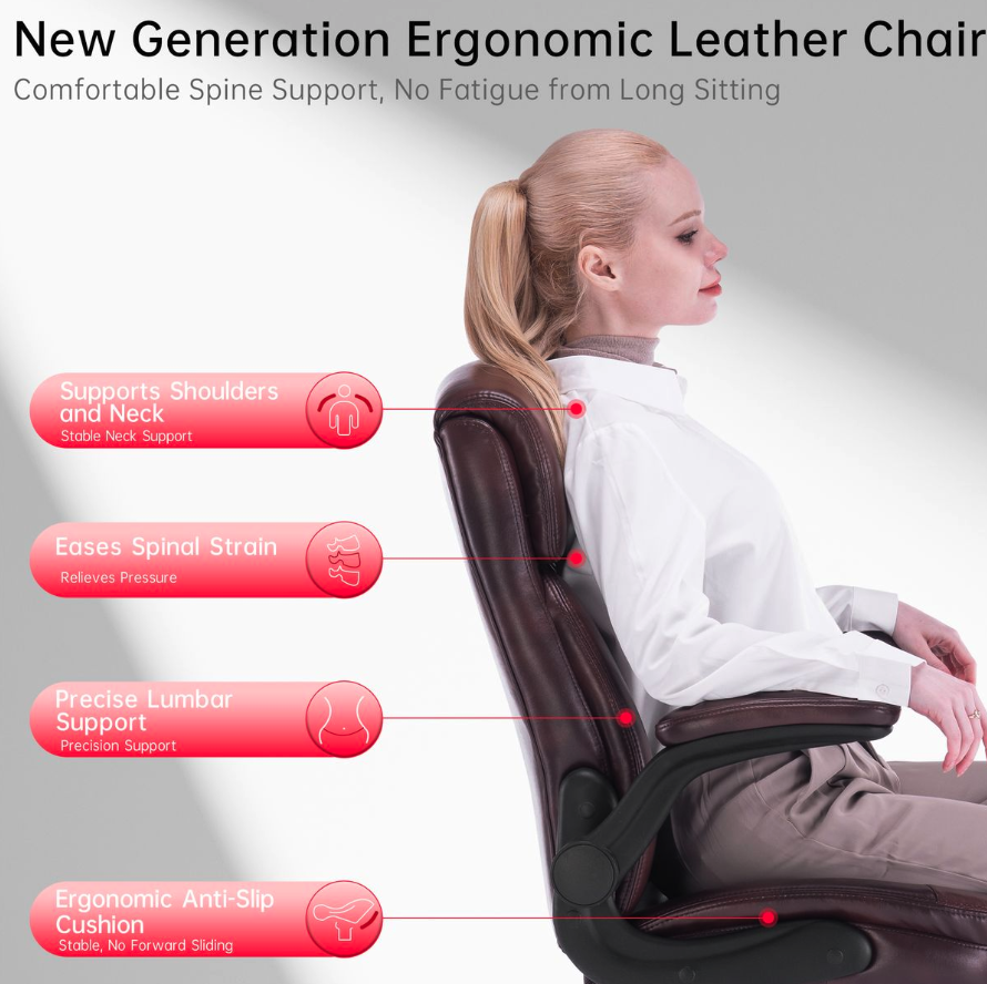 Leather office chair, manager chair, large computer chair, desk chair - Image 4