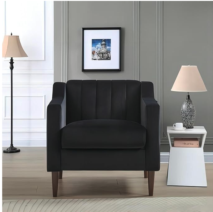 Luna Velvet 1 Seater Sofa Arm Chair - Image 3