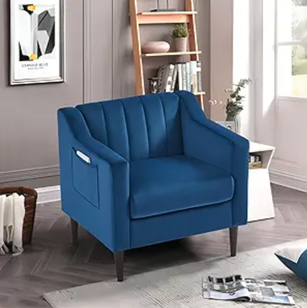 Luna Velvet 1 Seater Sofa Arm Chair - Image 5