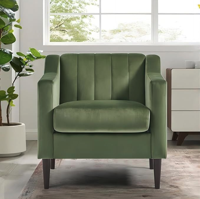 Luna Velvet 1 Seater Sofa Arm Chair - Image 9