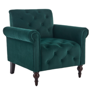 Green Vintage Style Accent Chair-Soft Breathable Velvet for Living Room