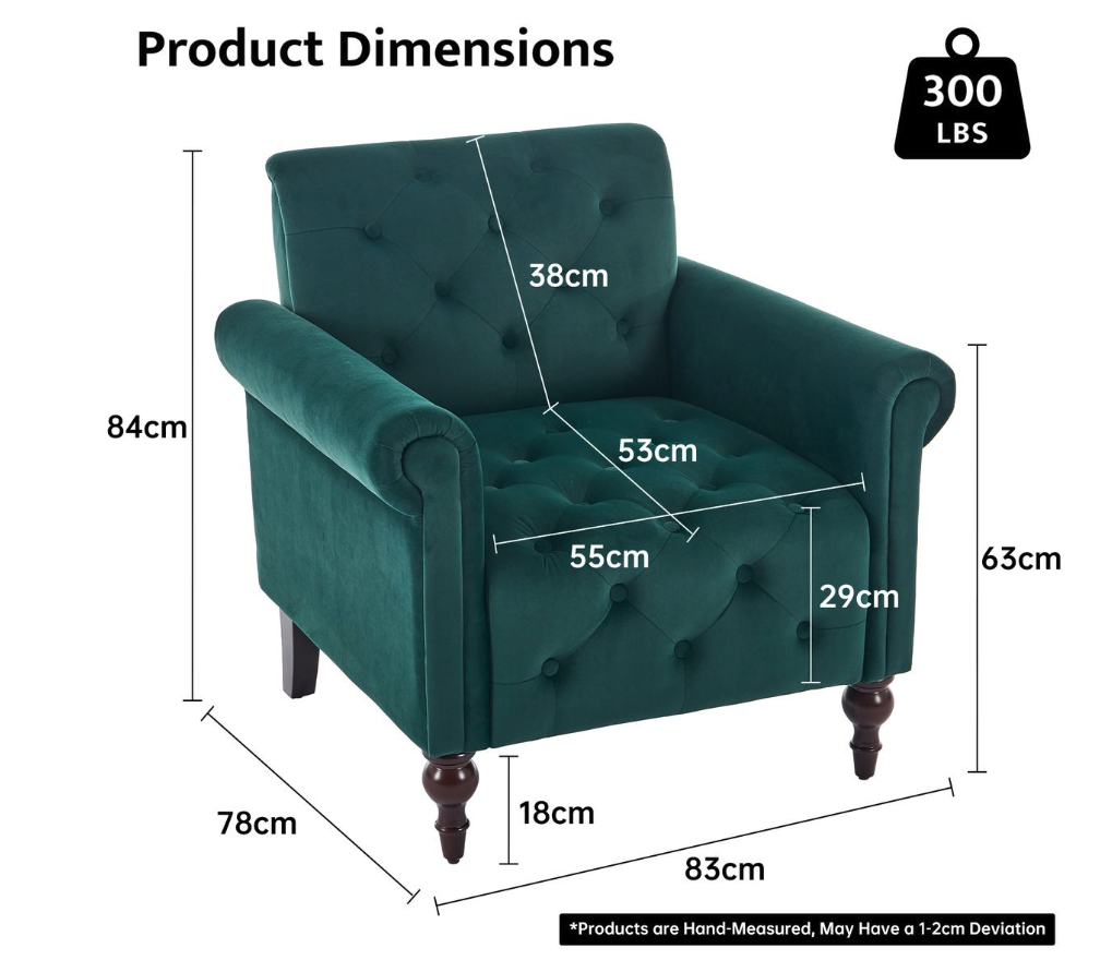 Green Vintage Style Accent Chair-Soft Breathable Velvet for Living Room - Image 4