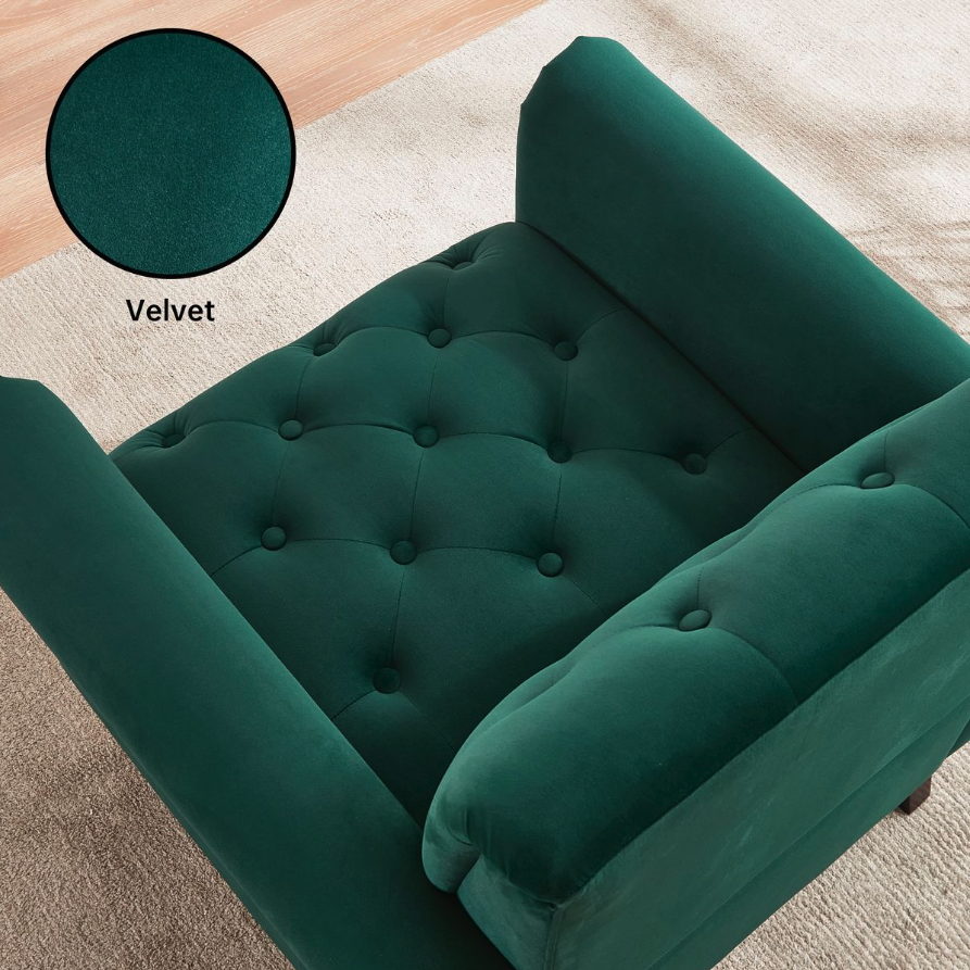 Green Vintage Style Accent Chair-Soft Breathable Velvet for Living Room - Image 6