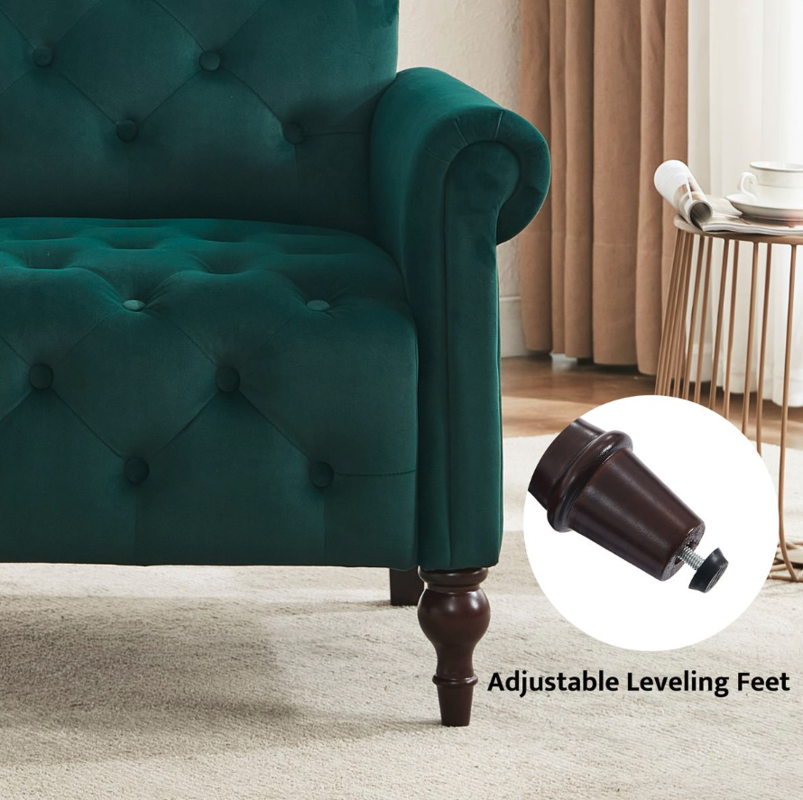 Green Vintage Style Accent Chair-Soft Breathable Velvet for Living Room - Image 7