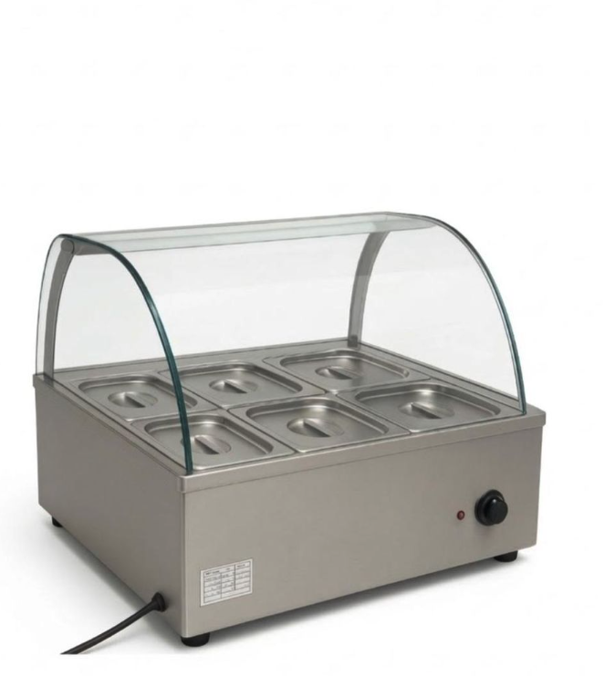 Bain Marie 6 Division Food Warmer with Curved Glass - Image 3