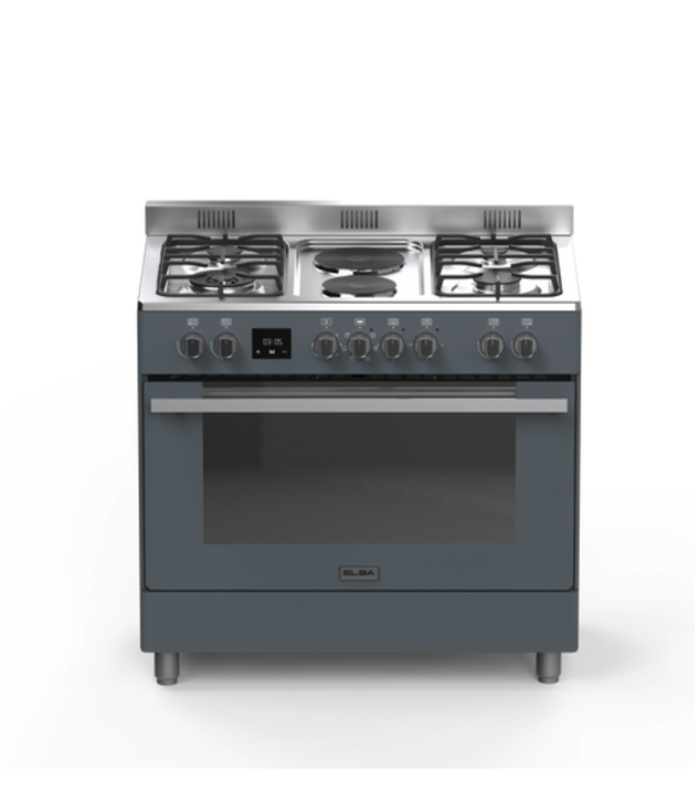 Elba 04/9S4EX737SG- 4 Gas Burner with 2 Electric Plates & Electric Multifunction Oven 90cm- Slate Grey - Image 2