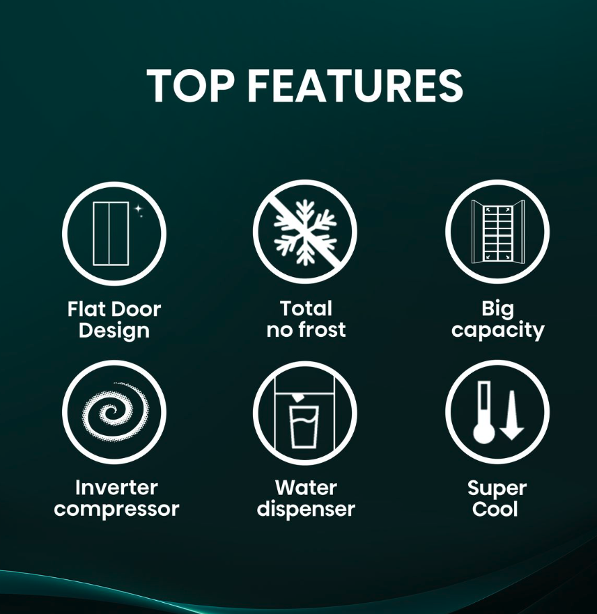 Hisense 541L No Frost Double doors Fridge with Water Dispenser-Inox - Image 10