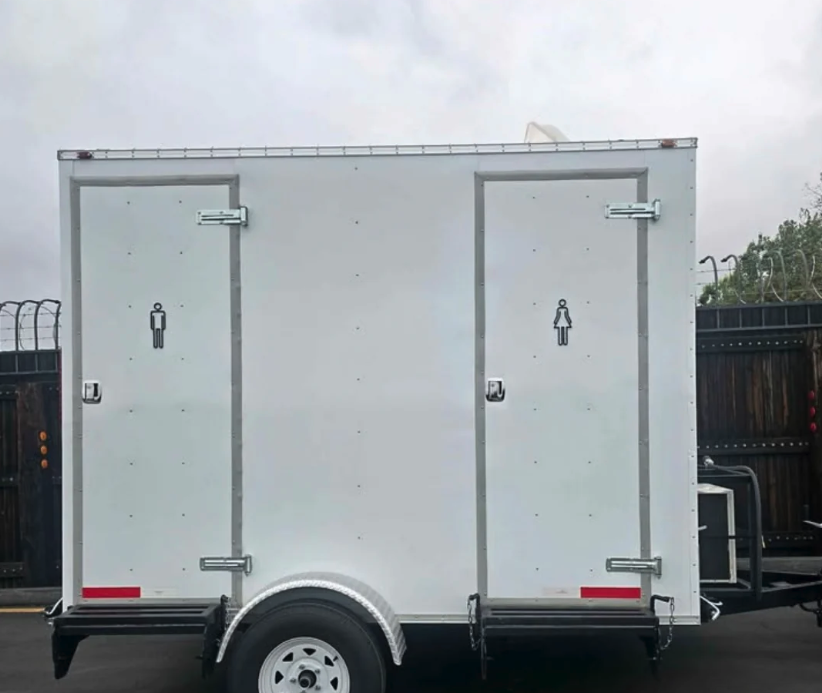 2-Station Mobile Restroom Trailer with AC - VIP Portable Toilet - Image 2